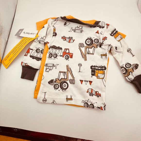 Carter’s Baby Construction Theme Long Sleeve & Excavator Tee Tops Only Yellow/Gr - Picture 2 of 6
